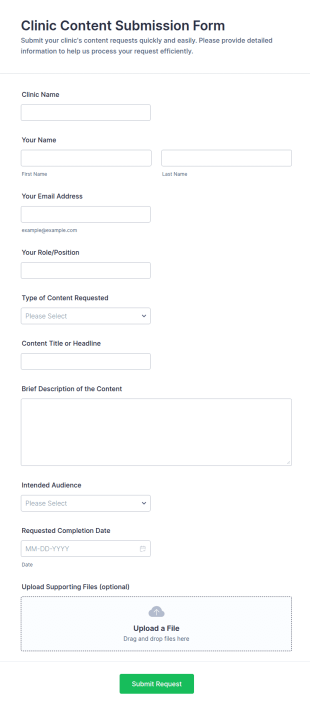 Clinic Content Submission Form Template