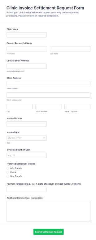 Clinic Invoice Settlement Request Form Template
