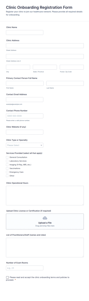 Clinic Onboarding Registration Form Template