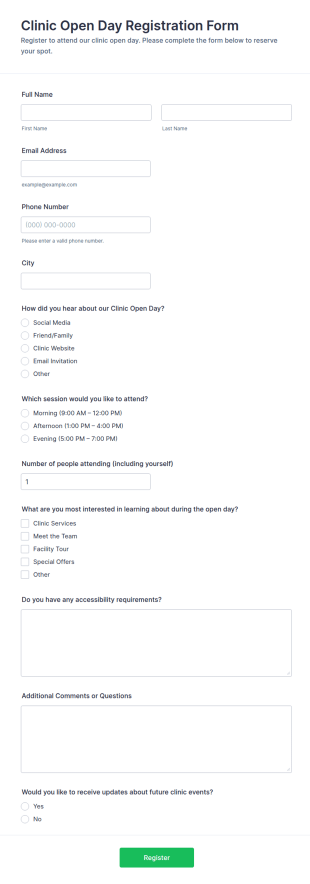 Clinic Open Day Registration Form Template