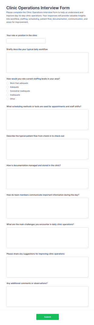 Clinic Operations Interview Form Template