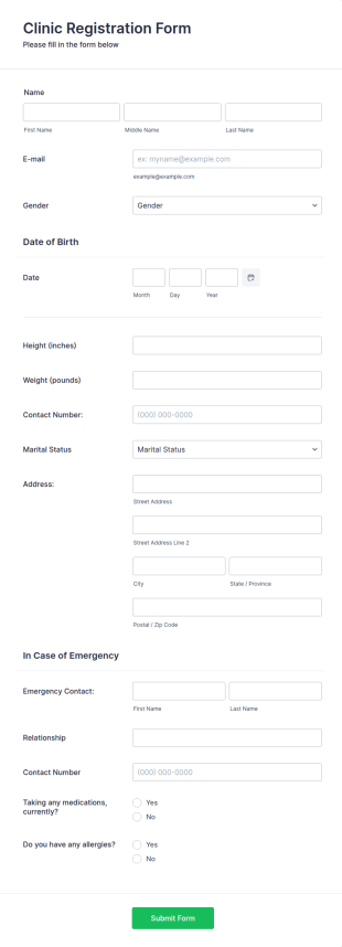 Clinic Registration Form Template