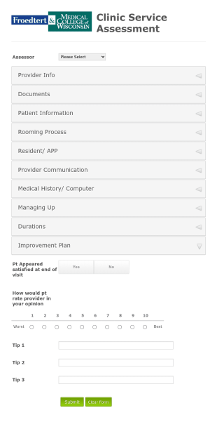 Clinic Service Assessment Form Template