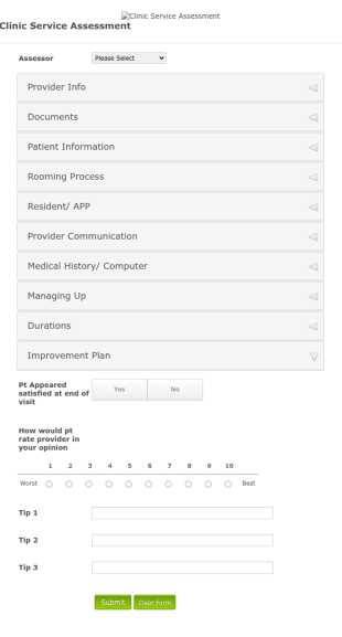 Clinic Service Assessment Form Template
