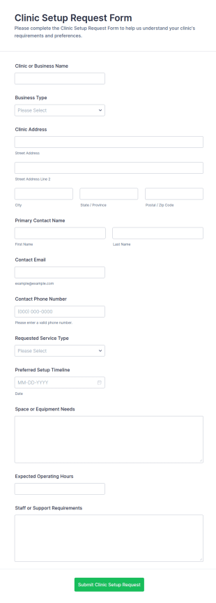 Clinic Setup Request Form Template