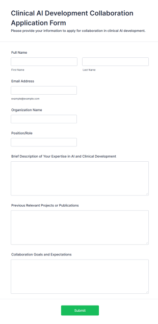 Clinical AI Development Collaboration Application Form Template