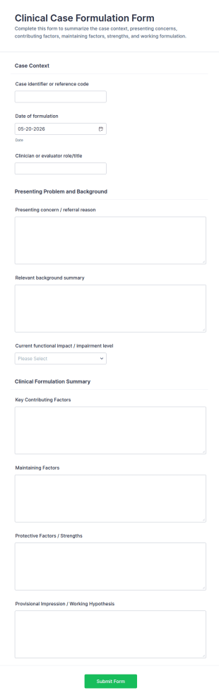 Clinical Case Form Template