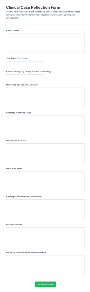 Clinical Case Reflection Form Template