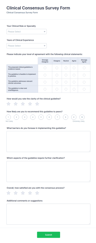 Clinical Consensus Survey Form Template