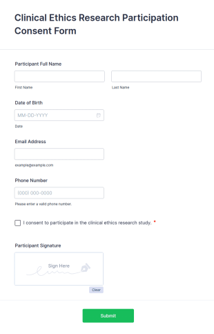 Clinical Ethics Research Participation Consent Form Template
