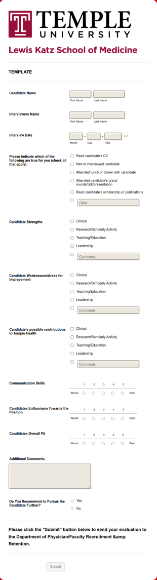 Clinical Faculty Evaluation Template 3