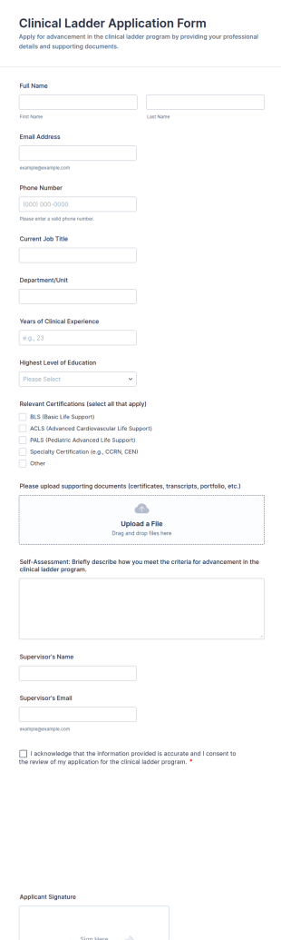 Clinical Ladder Application Form Template