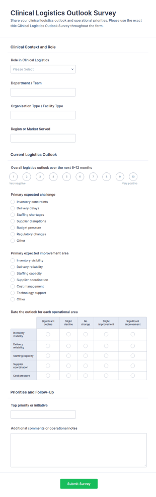 Clinical Logistics Outlook Survey Form Template