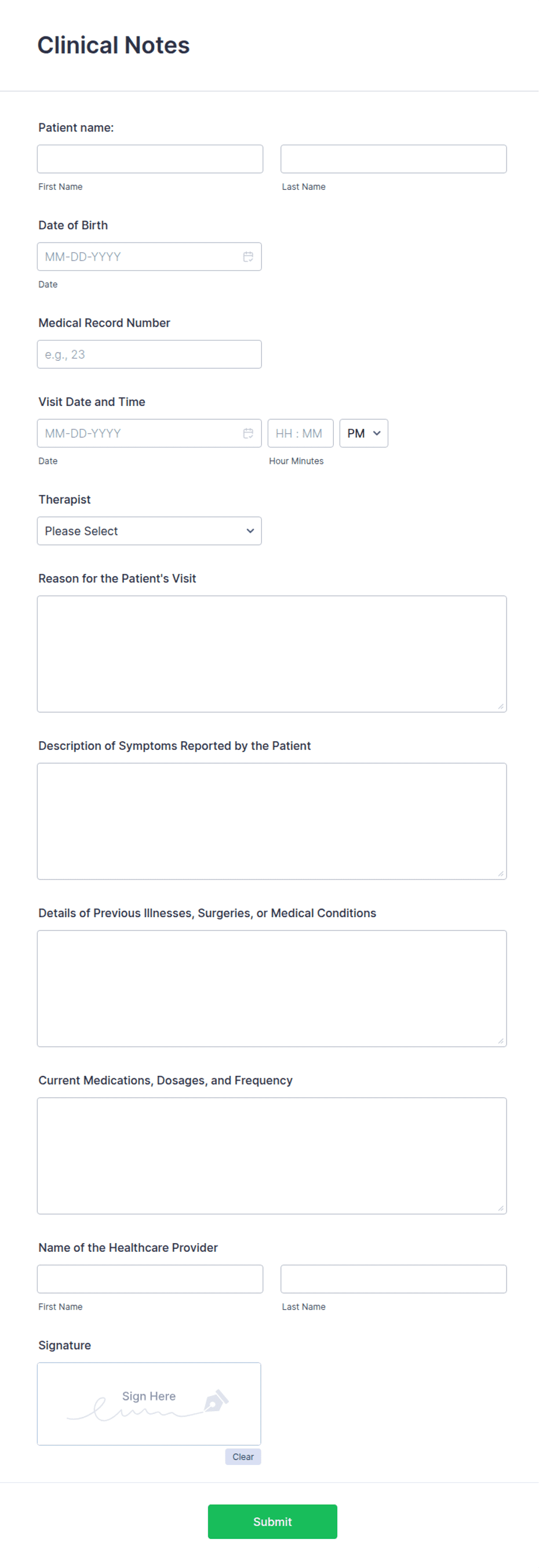 Clinical Notes Sheet.pdf Clinical Notes Form Template | Jotform