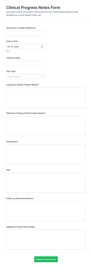 Clinical Progress Notes Form Template