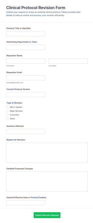 Clinical Protocol Revision Form Template