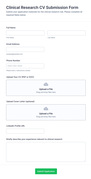 Clinical Research CV Submission Form Template