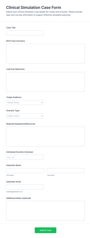 Clinical Simulation Case Form Template