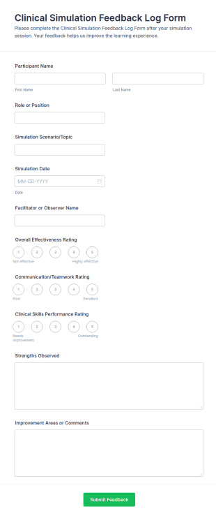 Clinical Simulation Feedback Log Form Template