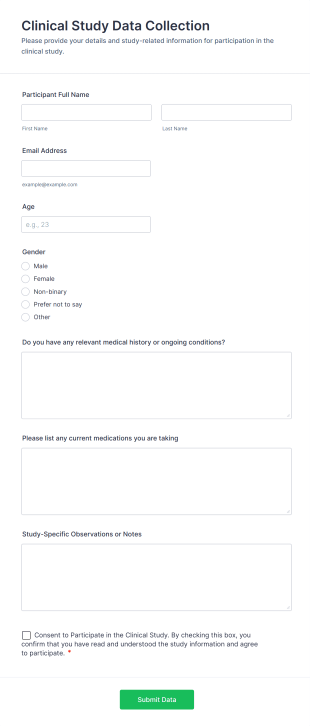 Clinical Study Data Collection Form Template