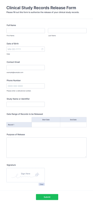 Clinical Study Records Release Form Template