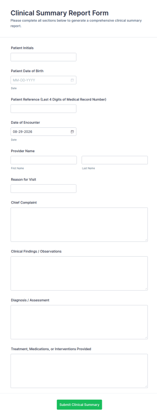 Clinical Summary Report Form Template