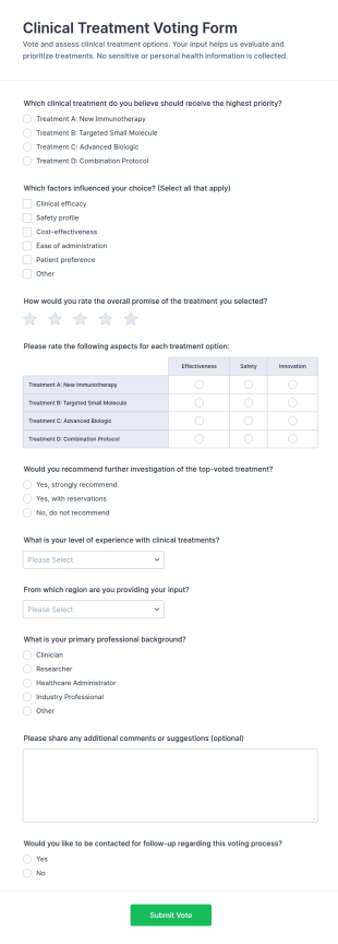 Clinical Treatment Voting Form Template