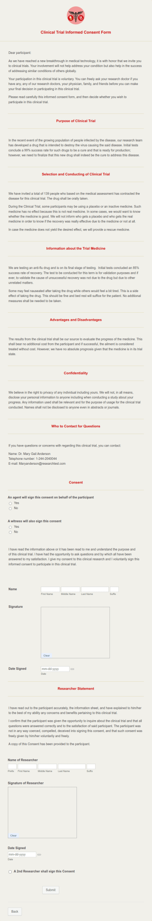 Clinical Trial Informed Consent Form Template