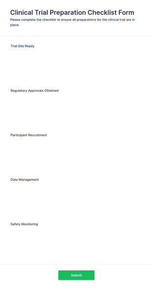 Clinical Trial Preparation Checklist Form Template