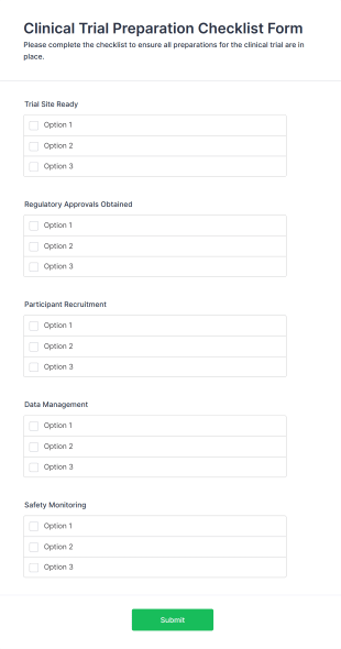 Clinical Trial Preparation Checklist Form Form Template