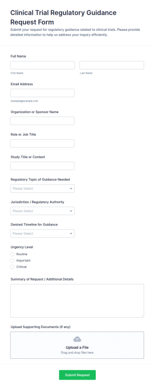 Clinical Trial Regulatory Guidance Request Form Template