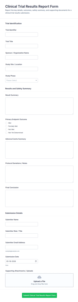 Clinical Trial Results Report Form Template