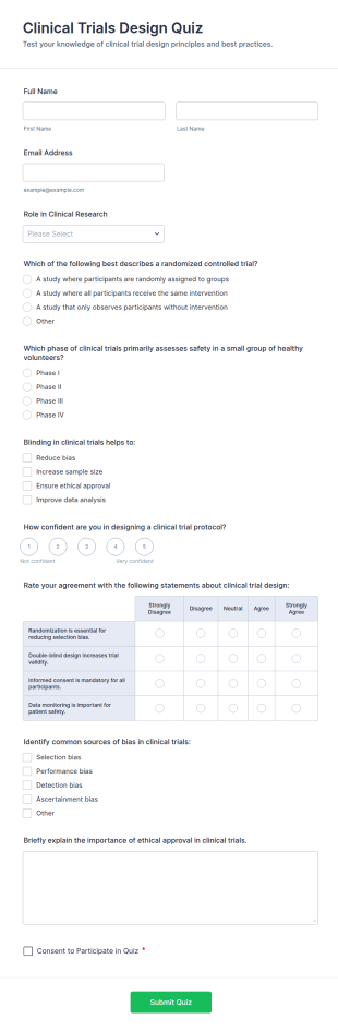 Clinical Trials Design Quiz Form Template