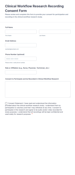 Clinical Workflow Research Recording Consent Form Template