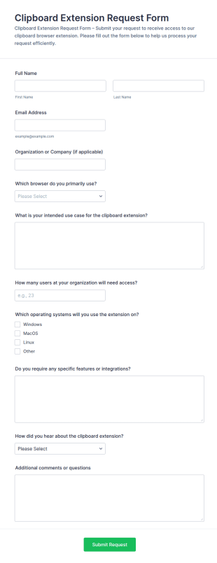 Clipboard Extension Request Form Template