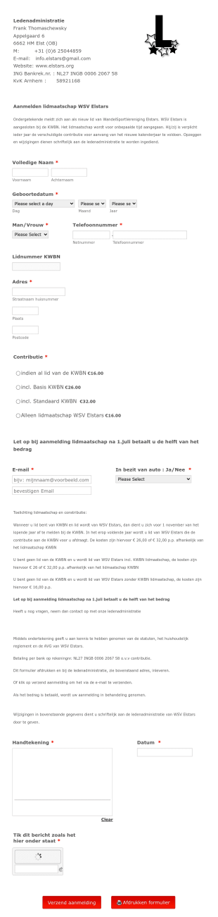 Lidmaatschap Aanmeldformulier Form Template