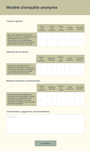 Modèle De Sondage Anonyme Form Template