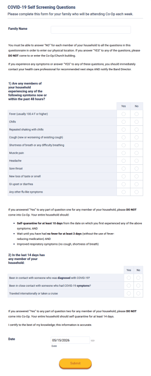 Clone Of C19 Screening Questions Form Template
