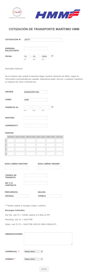 Clone Of Clone Of Cotizacion De Transporte Maritimo Hmm Form Template