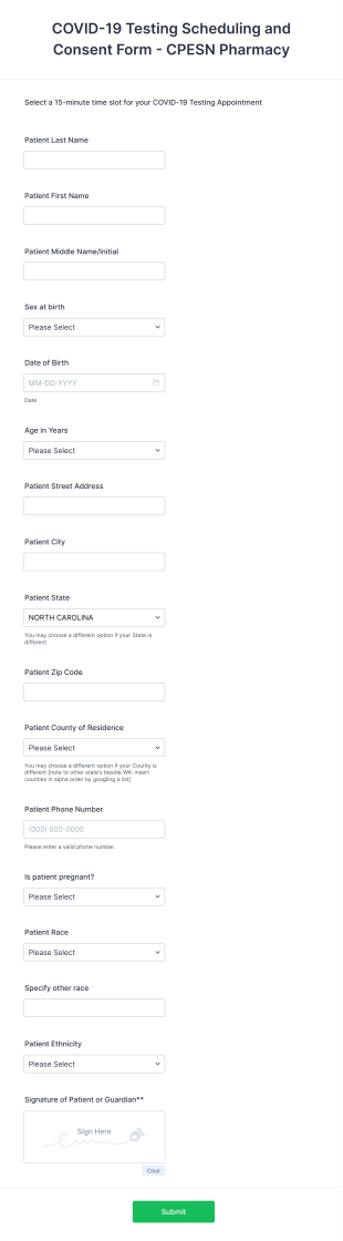 COVID 19 Testing Authorization Form CPESN Pharmacy Form Template