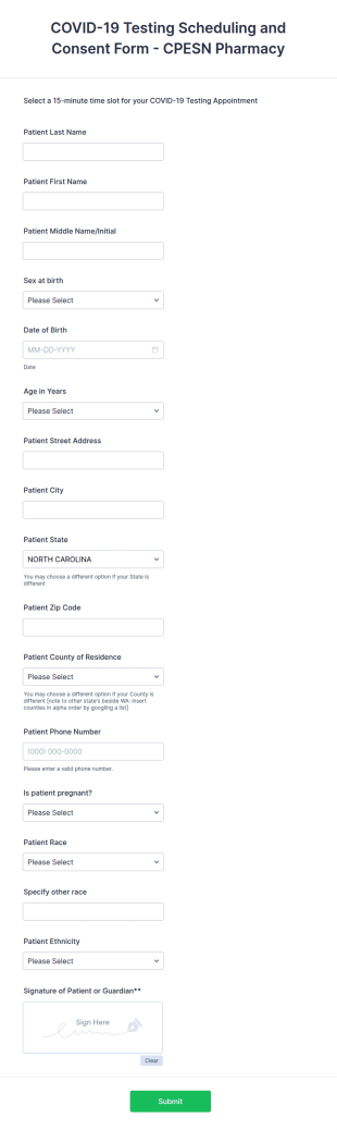 COVID 19 Testing Authorization Form CPESN Pharmacy
