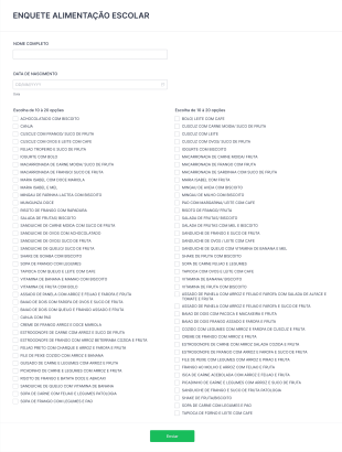 Clone Of ENQUETE ALIMENTAÇÃO ESCOLAR Form Template
