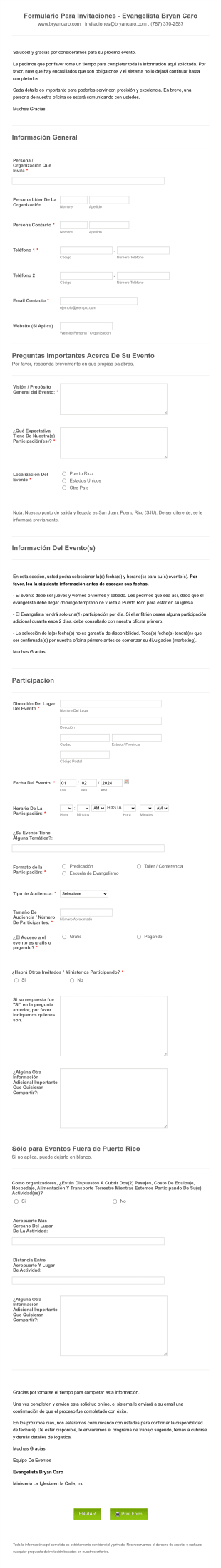 Formulario Invitación Bryan Caro Form Template