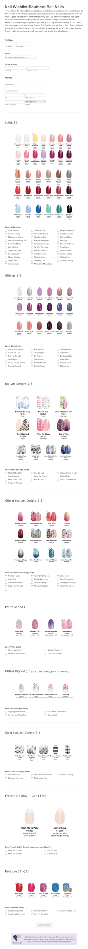 Clone Of Nail Wishlist Southern Beil Nails Form Template