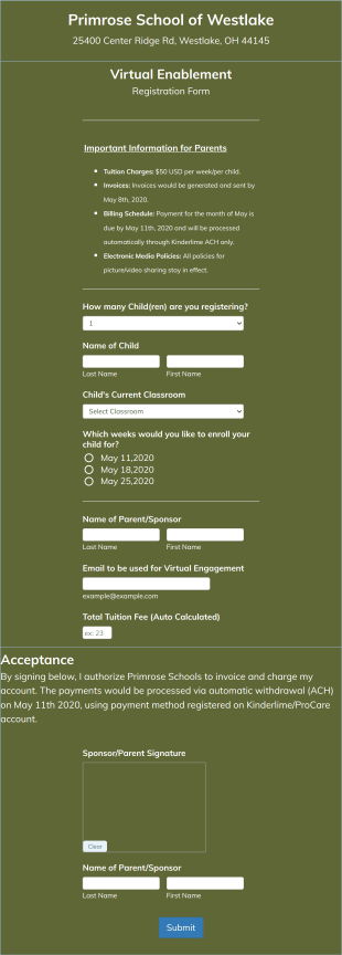 Virtual Enablement Registration Form Template