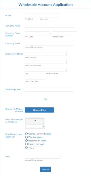 Clone Of Wholesale Account Application Form Template