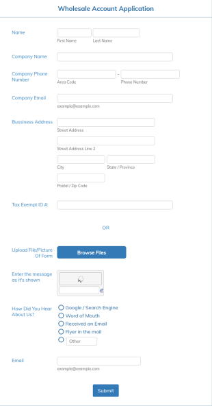 Clone Of Wholesale Account Application Form Template