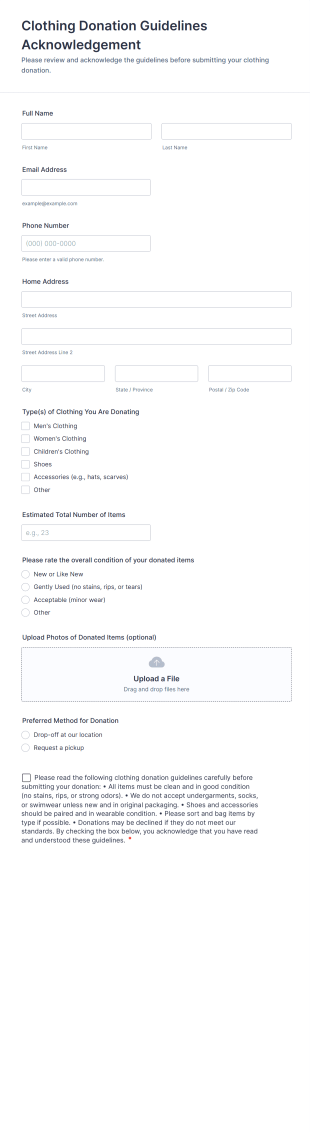Clothing Donation Guidelines Acknowledgement Form Template