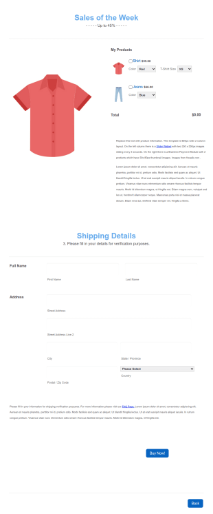 Clothing Order Form Template WorldPay UK