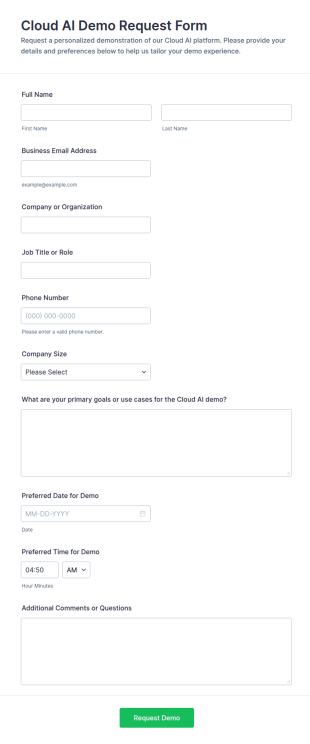 Cloud AI Demo Request Form Template